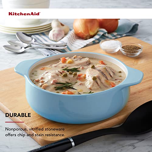 Kitchenaid Vitrified Stoneware Round Casserole Baker, 2.25-Quart, Blue Velvet