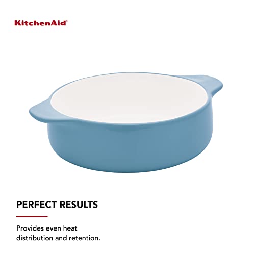 Kitchenaid Vitrified Stoneware Round Casserole Baker, 2.25-Quart, Blue Velvet