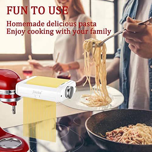 Pasta Maker Attachment for All Kitchenaid Mixers,Noodle Ravioli Maker Kitchen Aid Mixer Accessories 3 in 1 Pasta Attachments Included Pasta Roller Spaghetti Cutter Fettuccine Cutter and Cleaning Brush