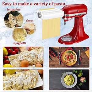 Pasta Maker Attachment for All Kitchenaid Mixers,Noodle Ravioli Maker Kitchen Aid Mixer Accessories 3 in 1 Pasta Attachments Included Pasta Roller Spaghetti Cutter Fettuccine Cutter and Cleaning Brush