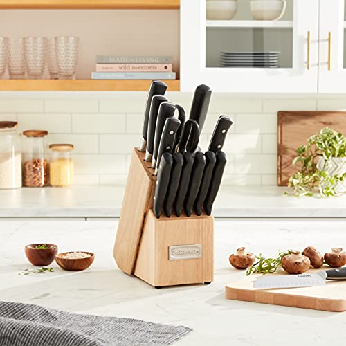 15 Piece Kitchen Knife Set with Block by Cuisinart, Cutlery Set, Triple Rivet Collection, C77TR-15P