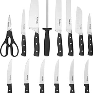 15 Piece Kitchen Knife Set with Block by Cuisinart, Cutlery Set, Triple Rivet Collection, C77TR-15P