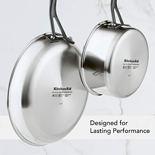 KitchenAid 5-Ply Clad Polished Stainless Steel Nonstick Fry Pan/Skillet, 8.25 Inch