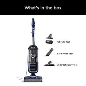 Shark NV151 Navigator Pro Complete Upright Vacuum with HEPA Filtration, Swivel Steering, Power Brush, Crevice Tool & Upholstery Tool, for Pet Hair & Multi-Surface Cleaning, Navy, 0.87 Qt. Dust Cup