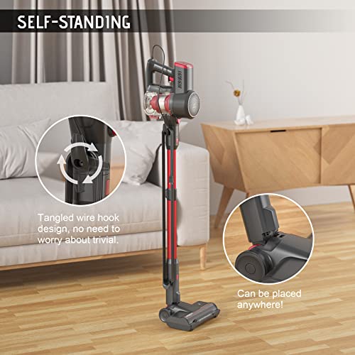 Corded Stick Vacuum Cleaner, 600W 20Kpa Stick Vacuum with Anti-Tangle Motorized Led Floor Brush 6-in-1 Self-Standing&Multi-Tool, Lightweight Handheld Vacuum for Hardwood Floor/Carpet/Pet Hair A300