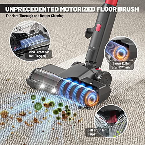 Corded Stick Vacuum Cleaner, 600W 20Kpa Stick Vacuum with Anti-Tangle Motorized Led Floor Brush 6-in-1 Self-Standing&Multi-Tool, Lightweight Handheld Vacuum for Hardwood Floor/Carpet/Pet Hair A300