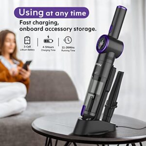 Nicebay Handheld Vacuum Cordless, 15KPA Strong Suction Hand Held Vacuum Cleaner with LED Display, Lightweight Mini Car Vacuum Cordless Rechargeable, Portable Hand Vacuum Cleaner for Car, Home and Pet