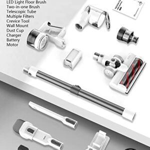 Fykee Cordless Vacuum Cleaner, 4 in 1 Lightweight Cordless Stick Vacuum with 80,000RPM Upgraded Brushless Motor, Vacumm Cleaner with Detachable Battery for Hard Floor Carpet Pet Hair Car