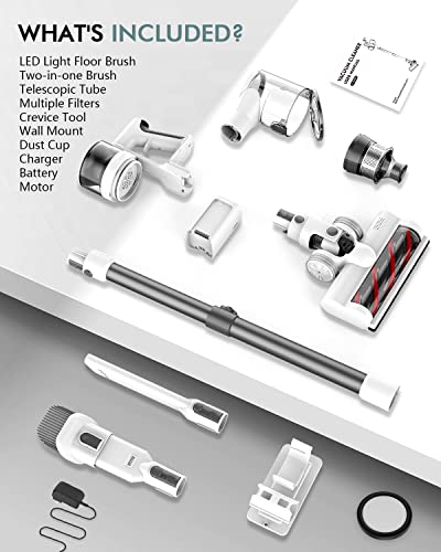 Fykee Cordless Vacuum Cleaner, 4 in 1 Lightweight Cordless Stick Vacuum with 80,000RPM Upgraded Brushless Motor, Vacumm Cleaner with Detachable Battery for Hard Floor Carpet Pet Hair Car