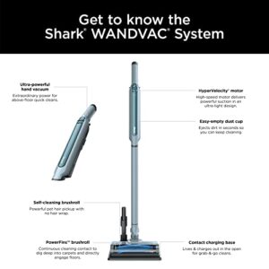 Shark WS642BL WANDVAC System Pet Ultra-Lightweight Powerful Cordless Stick Vacuum with Charging Dock, Blue, 0.013 Qt. Capacity