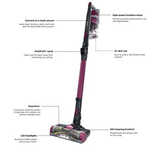 Shark IZ163H Pet Plus Cordless Stick Vacuum with Self-Cleaning Brushroll, PowerFins, MultiFLEX, Crevice Tool & Pet Multi-Tool, 40-min Runtime, Raspberry