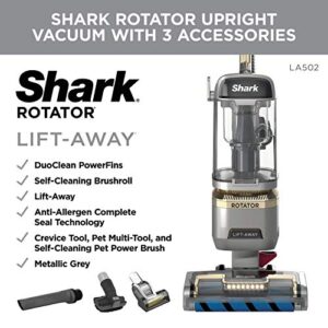 Shark LA502 Rotator Lift-Away ADV DuoClean PowerFins Upright Vacuum with Self-Cleaning Brushroll Powerful Pet Hair Pickup and HEPA Filter.89 Quart Dust Cup Capacity, Silver (Renewed)