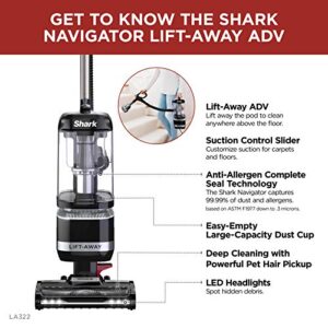 Shark LA322 Navigator Lift-Away ADV Corded Upright Vacuum with Pet Power Brush Crevice and Upholstery Tool, Black