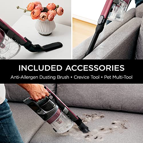 Shark IZ362H Anti-Allergen Cordless Lightweight Stick Vacuum with Self-Cleaning Brushroll, PowerFins, Removable Handheld, Crevice, Upholstery, Anti-Allergen, Pet Multi-Tool, Flex, 40 min runtime, Red