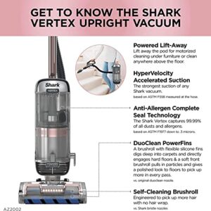 Shark AZ2000W Vertex Upright Vacuum DuoClean PowerFins Powered Lift-Away Self-Cleaning Brushroll and HEPA Filter and Active Glide Technology,Powerful LED Lights on The Nozzle, Rose Gold (Renewed)