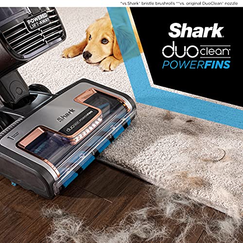 Shark AZ2002 Vertex Powered Lift-Away Upright Vacuum with DuoClean PowerFins, Self-Cleaning Brushroll, Large Dust Cup, Pet Crevice Tool, Dusting Brush & Power Brush, Silver/Rose Gold