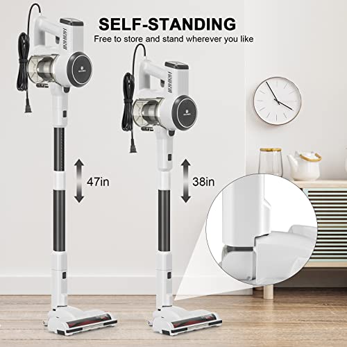 Girnoor Vacuum Cleaner, 600W Powerful 20KPA Suction Corded Stick Vacuum Cleaner with LED Floor Head, Self-Standing &Multi-Tool, Lightweight Handheld Vacuum for Hardwood G165