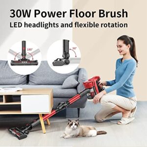 Cordless Stick Vacuum Cleaner Foldable，30KPa/350W Brushless Motor Cordless Vacuum 6 in 1 Multifunction Handheld Vacuum, LED Display, Up to 45 Mins Runtime for Pet Hair/Sofa Gap/Carpet/Hardwood Floor