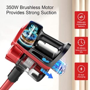 Cordless Stick Vacuum Cleaner Foldable，30KPa/350W Brushless Motor Cordless Vacuum 6 in 1 Multifunction Handheld Vacuum, LED Display, Up to 45 Mins Runtime for Pet Hair/Sofa Gap/Carpet/Hardwood Floor