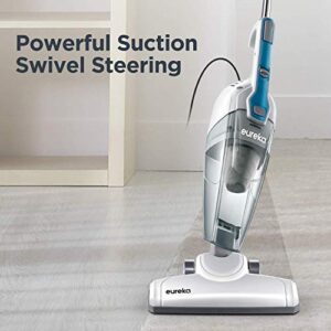 EUREKA Lightweight Corded Stick Vacuum Cleaner Powerful Suction Convenient Handheld Vac with Filter for Hard Floor, 3-in-1, Aqua Blue