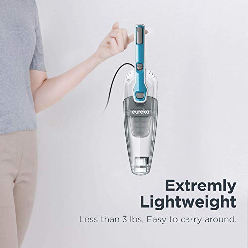 EUREKA Lightweight Corded Stick Vacuum Cleaner Powerful Suction Convenient Handheld Vac with Filter for Hard Floor, 3-in-1, Aqua Blue