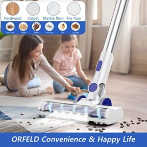 ORFELD Cordless Vacuum Cleaner, 24000Pa Powerful Cordless Vacuum, 6 in 1 Lightweight Stick Vacuum with Brushless Motor - 40 Min Runtime, for Pet Hair Carpet Car Hardwood Floor Cleaning