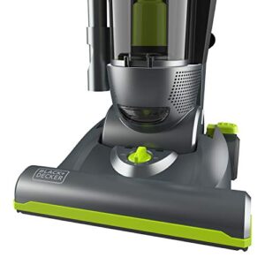 BLACK+DECKER Bagless Upright Vacuum Cleaner with Anti-Allergen HEPA Filer, Corded 1,200 Watt Motor & 5-Position Carpet Height Settings, (BDXURV309G), Gray/Green