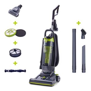 BLACK+DECKER Bagless Upright Vacuum Cleaner with Anti-Allergen HEPA Filer, Corded 1,200 Watt Motor & 5-Position Carpet Height Settings, (BDXURV309G), Gray/Green