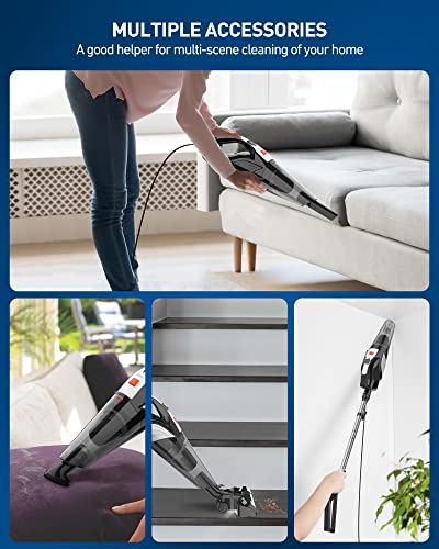 Stick Vacuum Cleaner, Corded Small Handheld Vacuum Lightweight Electric Brooms, 18Kpa Strong Suction 4-in-1 Portable 600W Mini Hand Vac for Home Pet Hair Hard Floor, Carpet