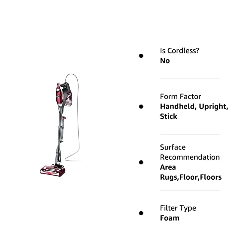 Shark Rocket DeluxePro Ultra-Light Upright Corded Stick Vacuum, Bordeaux (Renewed)