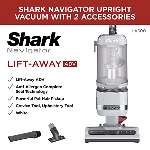 Shark LA300 Navigator Lift-Away ADV Corded Upright Vacuum, White (Renewed)