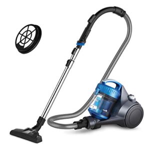 eureka whirlwind bagless canister vacuum cleaner, lightweight vac for carpets and hard floors, w/filter, blue