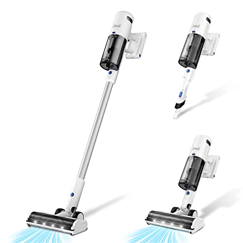 INSE Cordless Vacuum Cleaner, 30Kpa 450W Lightweight Stick Vacuum with LED Display, Rechargeable Cordless Stick Vacuum with 2500mAh Battery Up to 60Min Runtime for Hard Floor Carpet Pet Hair Home-V120