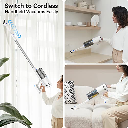 INSE Cordless Vacuum Cleaner, 30Kpa 450W Lightweight Stick Vacuum with LED Display, Rechargeable Cordless Stick Vacuum with 2500mAh Battery Up to 60Min Runtime for Hard Floor Carpet Pet Hair Home-V120