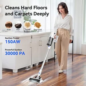INSE Cordless Vacuum Cleaner, 30Kpa 450W Lightweight Stick Vacuum with LED Display, Rechargeable Cordless Stick Vacuum with 2500mAh Battery Up to 60Min Runtime for Hard Floor Carpet Pet Hair Home-V120