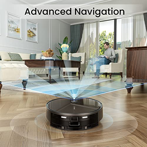 Robot Vacuum Self Emptying and Mop Combo, Robotic Vacuum Cleaner with Automatic Dirt Disposal, Visual Navigation, Smart Mapping, 3000Pa Suction, Ideal for Pet Hair, Carpets, Hard Floors