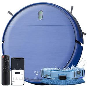 zcwa robot vacuum cleaner, robotic vacuum and mop combo compatible with alexa/wifi/app, self-charging, 230ml water tank for pet hair, hard floors and low pile carpet (blue)