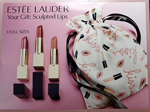 Estee Lauder for Sculpted Lips Trio Lipsticks Gift Set 3 Full Sizes 410 Dynamic, 110 Insatiable Ivory, and 221 Pink Parfait