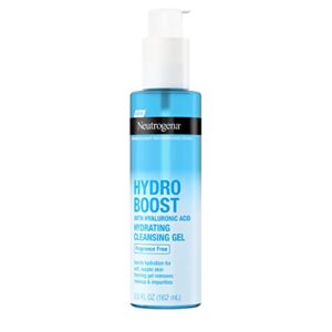 Neutrogena Hydro Boost Fragrance-Free Hydrating Facial Cleansing Gel with Hyaluronic Acid, Daily Foaming Face Wash Gel & Makeup Remover, Lightweight, Oil-Free & Non-Comedogenic, 5.5 fl. oz