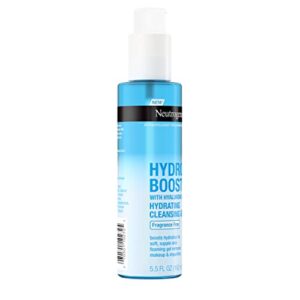 Neutrogena Hydro Boost Fragrance-Free Hydrating Facial Cleansing Gel with Hyaluronic Acid, Daily Foaming Face Wash Gel & Makeup Remover, Lightweight, Oil-Free & Non-Comedogenic, 5.5 fl. oz