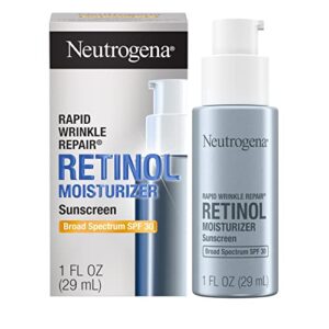 neutrogena rapid wrinkle repair retinol face moisturizer with spf 30 sunscreen, daily anti-aging face cream with retinol & hyaluronic acid to fight fine lines, wrinkles, & dark spots, 1 fl. oz