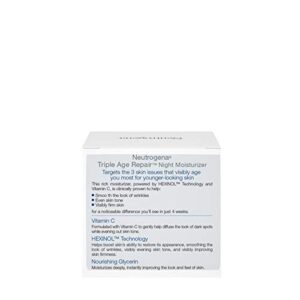 Neutrogena Triple Age Repair Anti-Aging Night Cream with Vitamin C; Fights Wrinkles & Even Tone, Dark Spot Remover & Firming Anti-Wrinkle Face & Neck Cream; Glycerin & Shea Butter, 1.7 oz