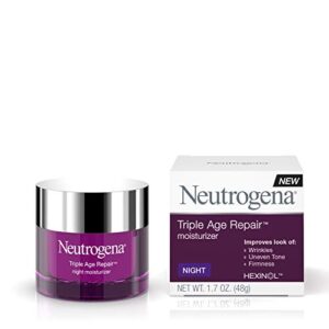 Neutrogena Triple Age Repair Anti-Aging Night Cream with Vitamin C; Fights Wrinkles & Even Tone, Dark Spot Remover & Firming Anti-Wrinkle Face & Neck Cream; Glycerin & Shea Butter, 1.7 oz