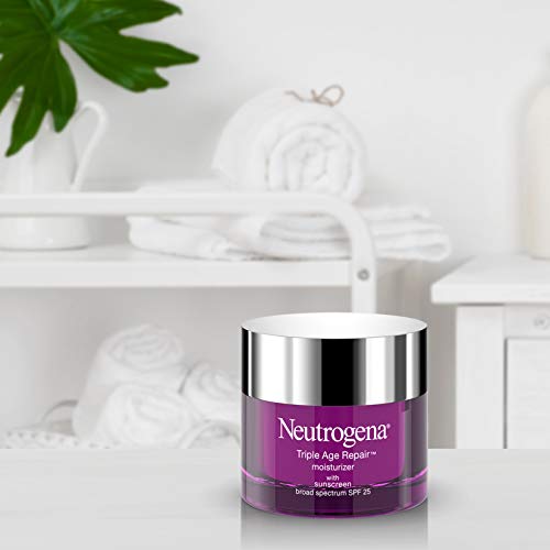 Neutrogena Triple Age Repair Anti-Aging Night Cream with Vitamin C; Fights Wrinkles & Even Tone, Dark Spot Remover & Firming Anti-Wrinkle Face & Neck Cream; Glycerin & Shea Butter, 1.7 oz