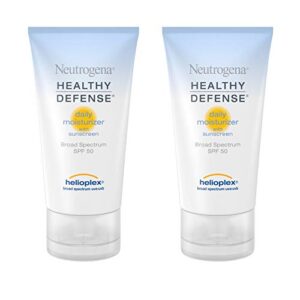 neutrogena healthy defense daily moisturizer with spf 50 and vitamin e, lightweight face lotion with spf 50 sunscreen and antioxidants, vitamin c & vitamin e, 1.7 fl. oz (pack of 2)