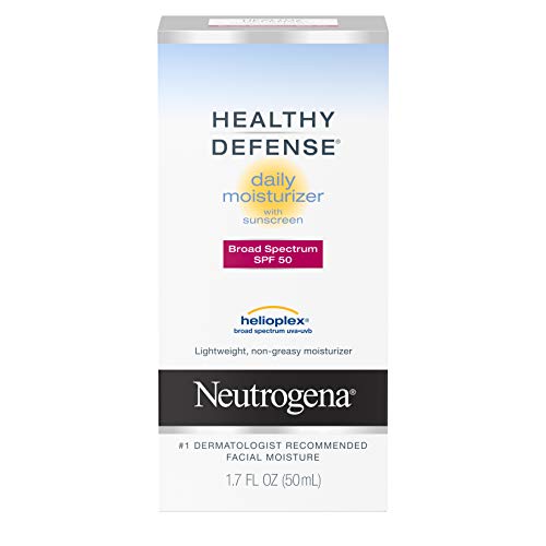 Neutrogena Healthy Defense Daily Moisturizer with SPF 50 and Vitamin E, Lightweight Face Lotion with SPF 50 Sunscreen and Antioxidants, Vitamin C & Vitamin E, 1.7 fl. oz (Pack of 2)