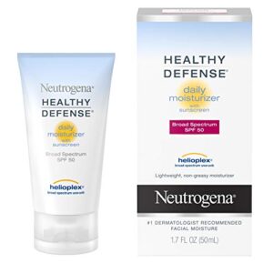 Neutrogena Healthy Defense Daily Moisturizer with SPF 50 and Vitamin E, Lightweight Face Lotion with SPF 50 Sunscreen and Antioxidants, Vitamin C & Vitamin E, 1.7 fl. oz (Pack of 2)