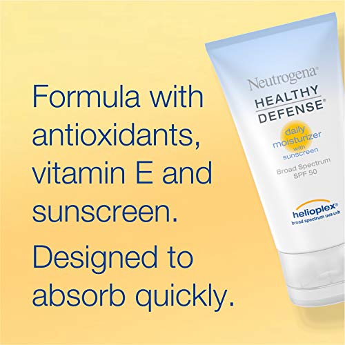 Neutrogena Healthy Defense Daily Moisturizer with SPF 50 and Vitamin E, Lightweight Face Lotion with SPF 50 Sunscreen and Antioxidants, Vitamin C & Vitamin E, 1.7 fl. oz (Pack of 2)