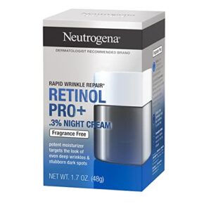 Neutrogena Rapid Wrinkle Repair Retinol Pro+ Anti-Wrinkle Night Moisturizer, Anti-Aging Face & Neck Cream, Formulated without fragrance, parabens, dyes, & phthalates, 0.3% Retinol, 1.7 oz