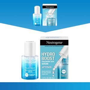 Neutrogena Hydro Boost Hyaluronic Acid Face Serum with Vitamin B5, Lightweight Hydrating Face Serum for Dry Skin, Oil-Free, Non-Comedogenic, Fragrance Free, 1 Oz